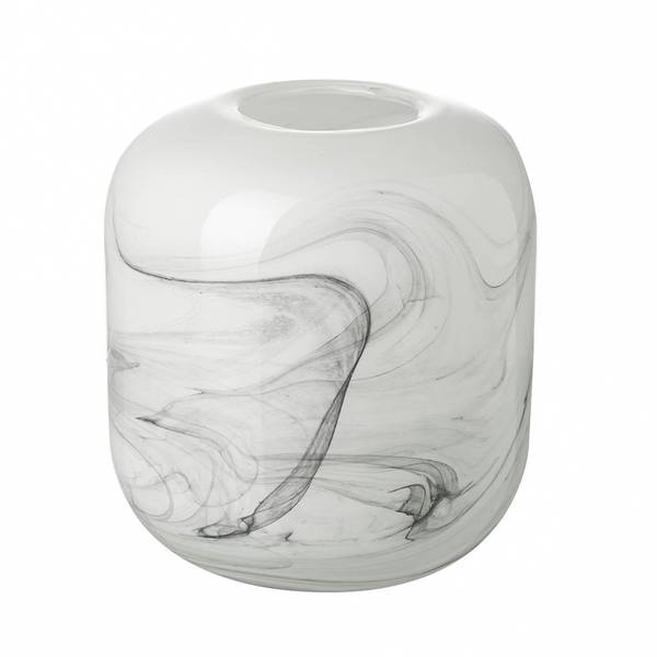 Marble glass vase sort/hvit