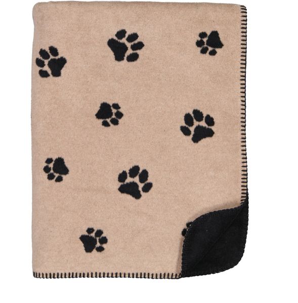 Potetrykk sort. We love dogs pledd, i deilig bomull/ syntet kvalitet