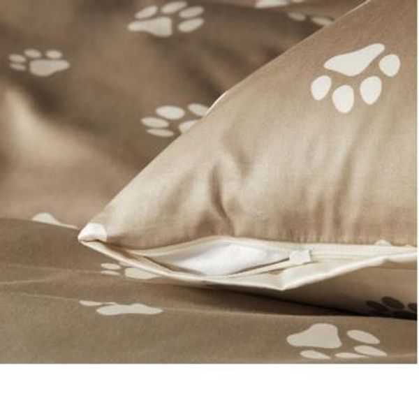 Elegante Paws satengsengesett beige, 100% bomull