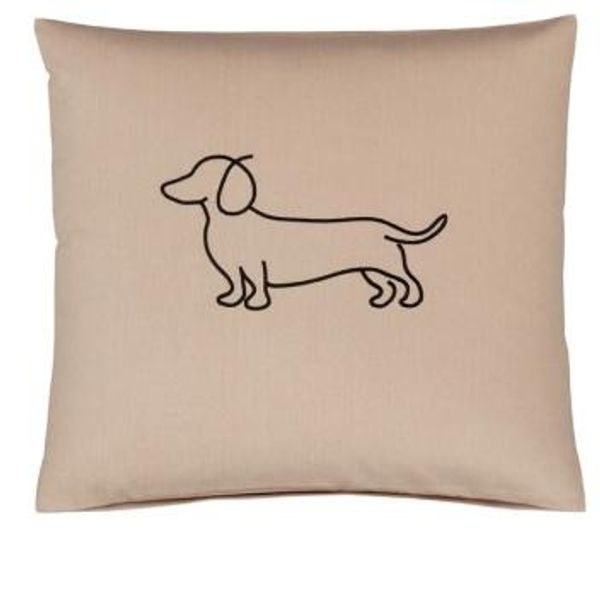 Putevar med Dachshund, Companion 50 x 70 cm offwhite/ beige eller sort/ beige